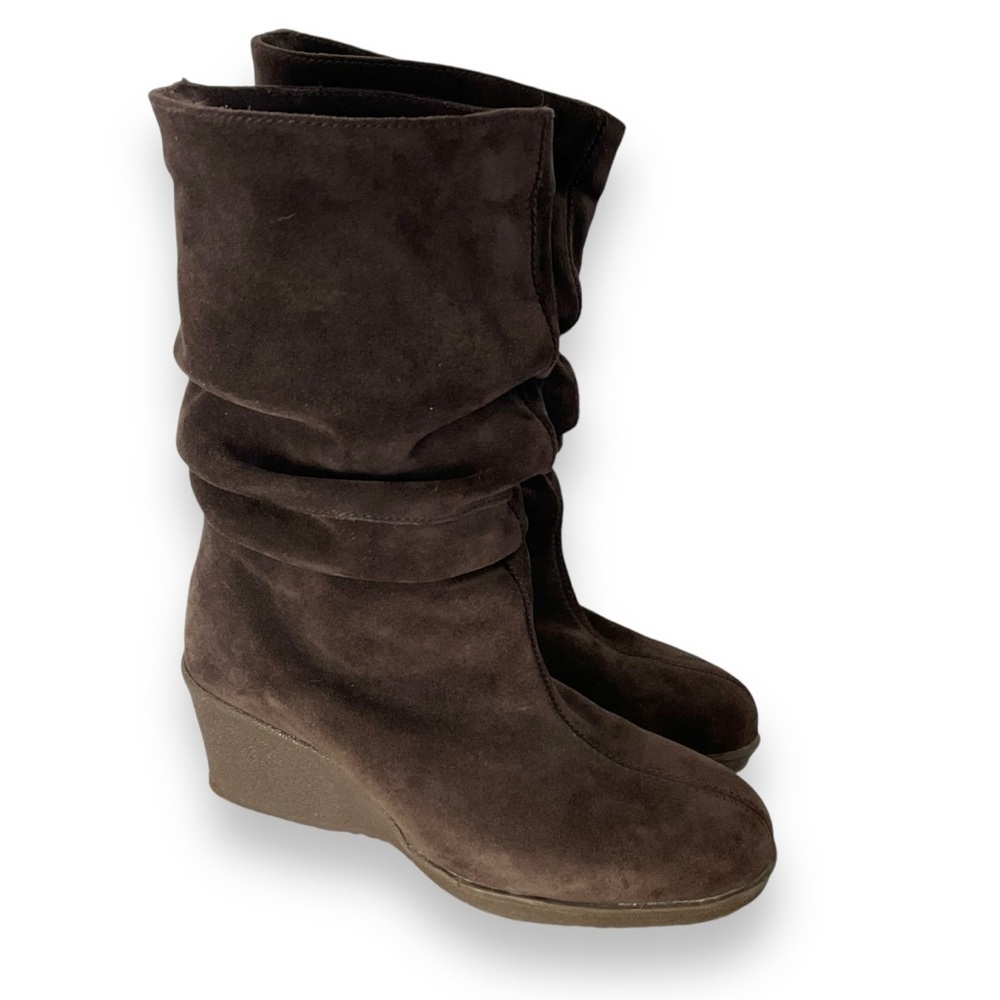 Women's Brown Suede Wedge Winter Boots